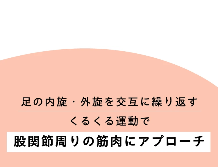 足の内旋・外旋を交互に繰り返すくるくる運動で股関節周りの筋肉にアプローチ