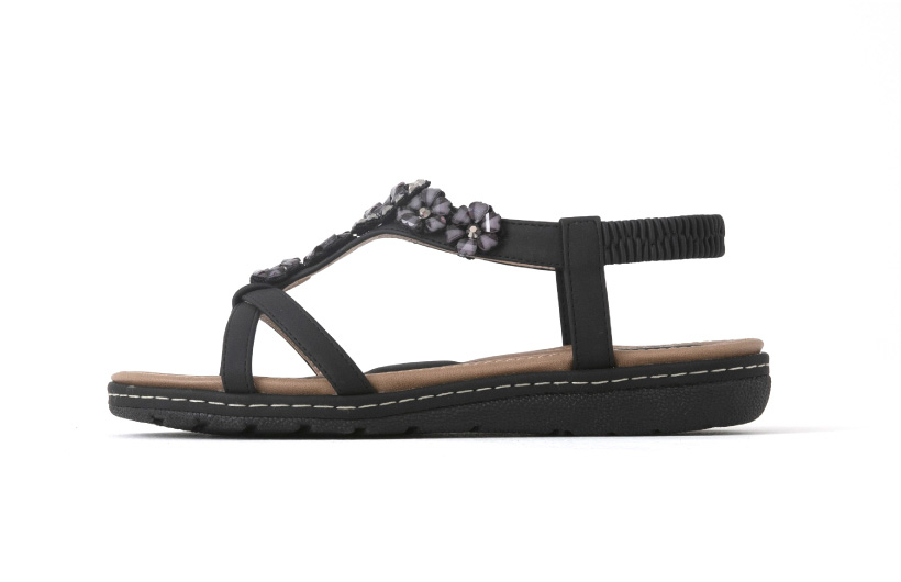 コンシャスウォーク 美脚ペタルサンダル 側面 ブラック