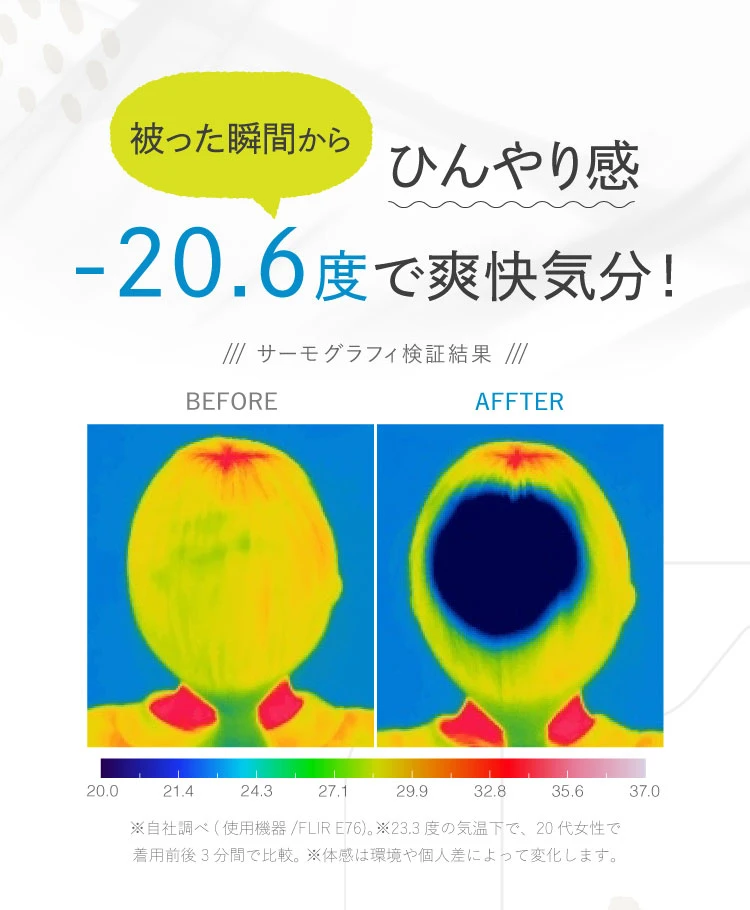 被った瞬間から-20.6度で爽快気分