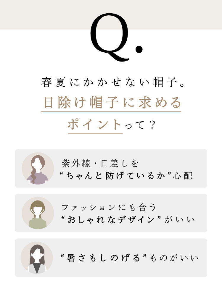 春夏にかかせない帽子。日除け帽子に求めるポイントって？