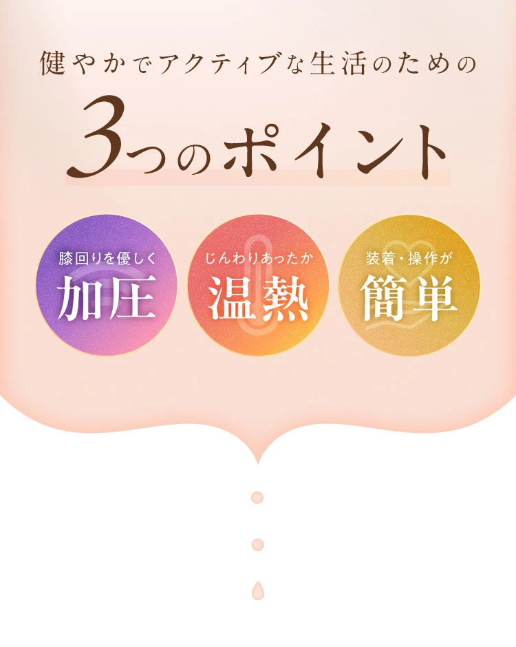 膝まわりを優しく加圧 じんわりあったか温熱 装着・操作が簡単
