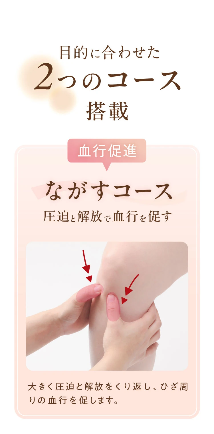 目的に合わせた2つのコース搭載　血行促進する「ながすコース」