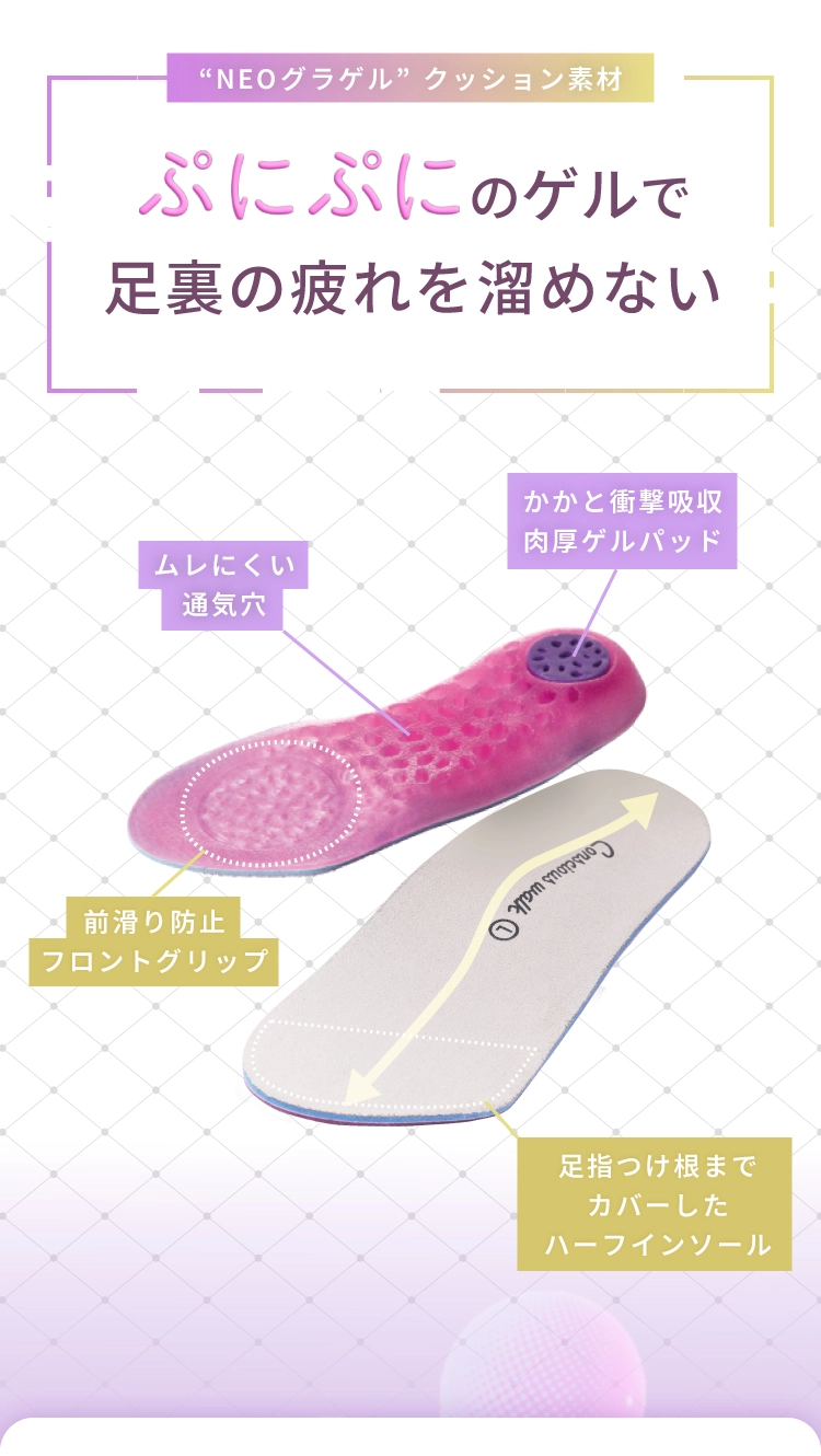 ぷにぷにのゲルで足裏の疲れを溜めない