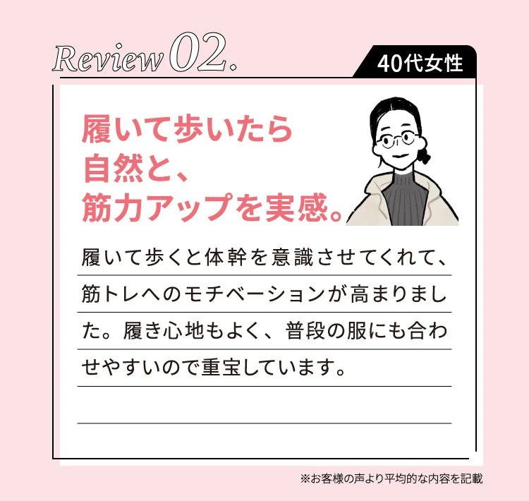 履いて歩いたら自然と、筋力アップを実感