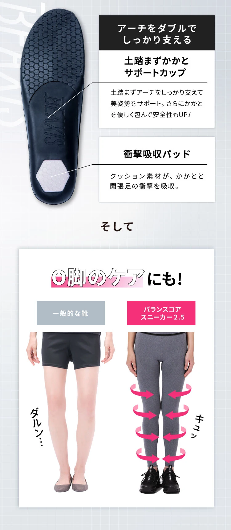 土踏まずかかとサポートカップ　衝擊吸收パッド　o脚のケアにも！