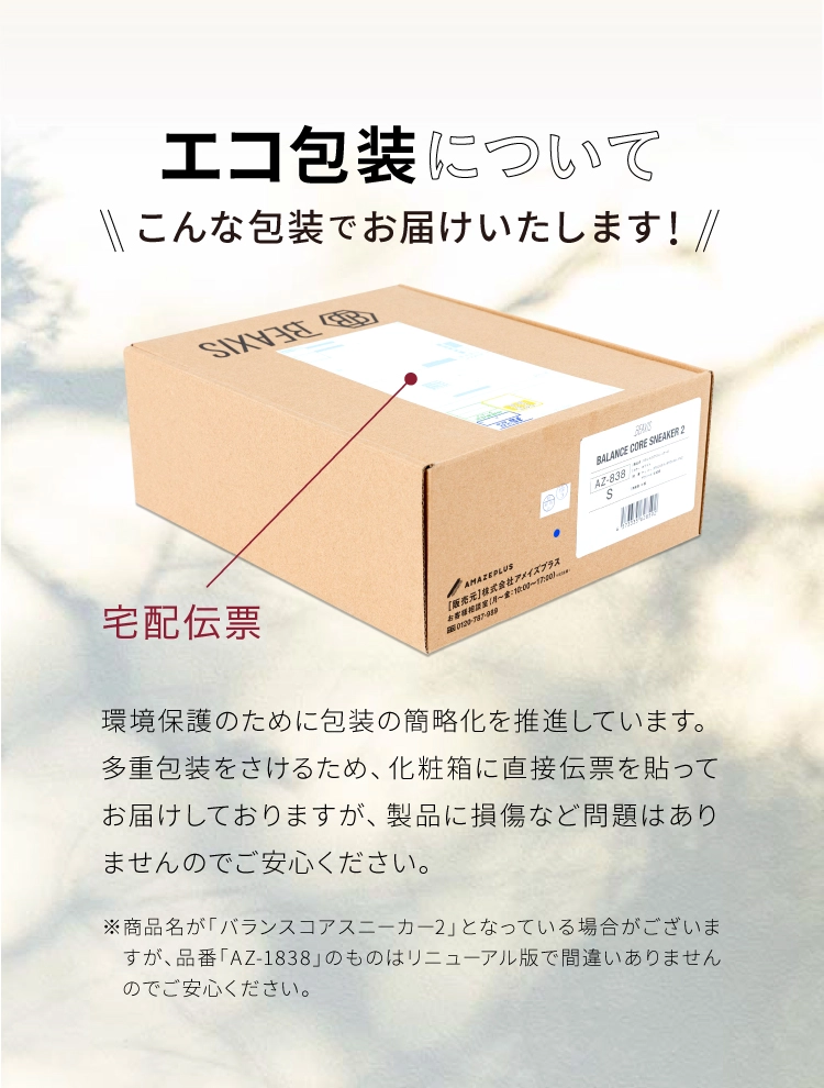 多重包装をさけるため、化粧箱に直接伝票を貼ってお届けしております