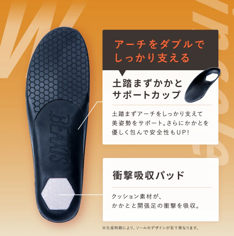 アーチをダブルでしっかり支える