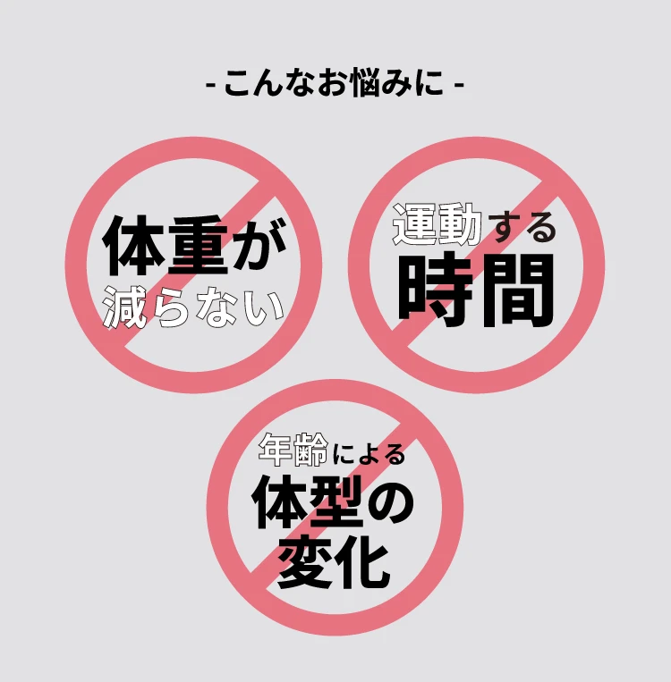 体重が減らない、運動する時間、年齢による体型の変化…こんなお悩みに