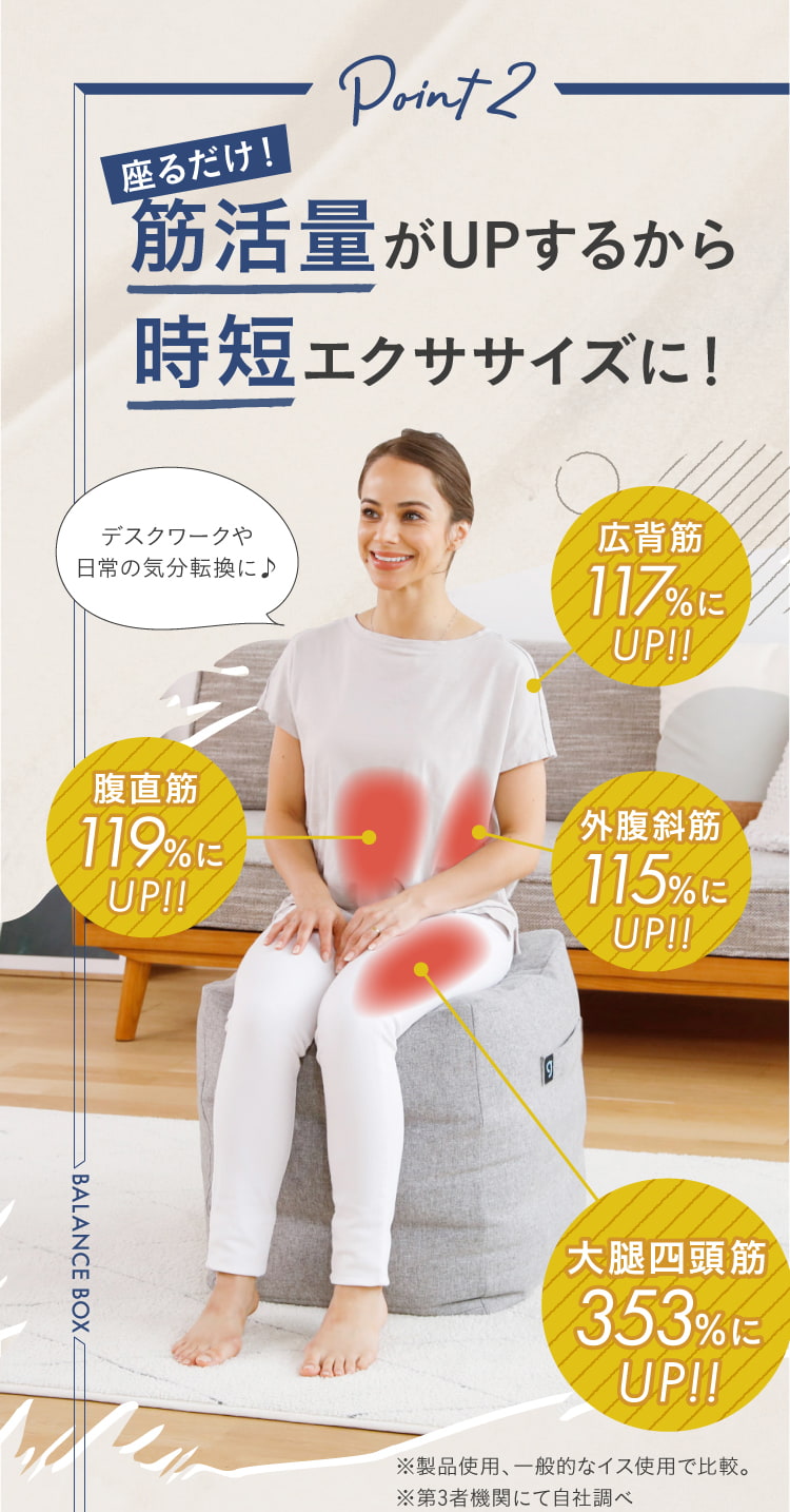 02.座るだけ！筋活量がUPするから時短エクササイズに！