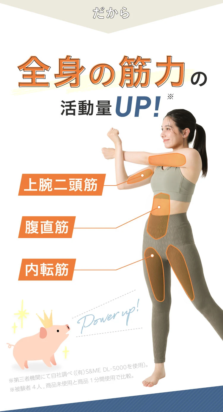 全身の筋力の活動量UP