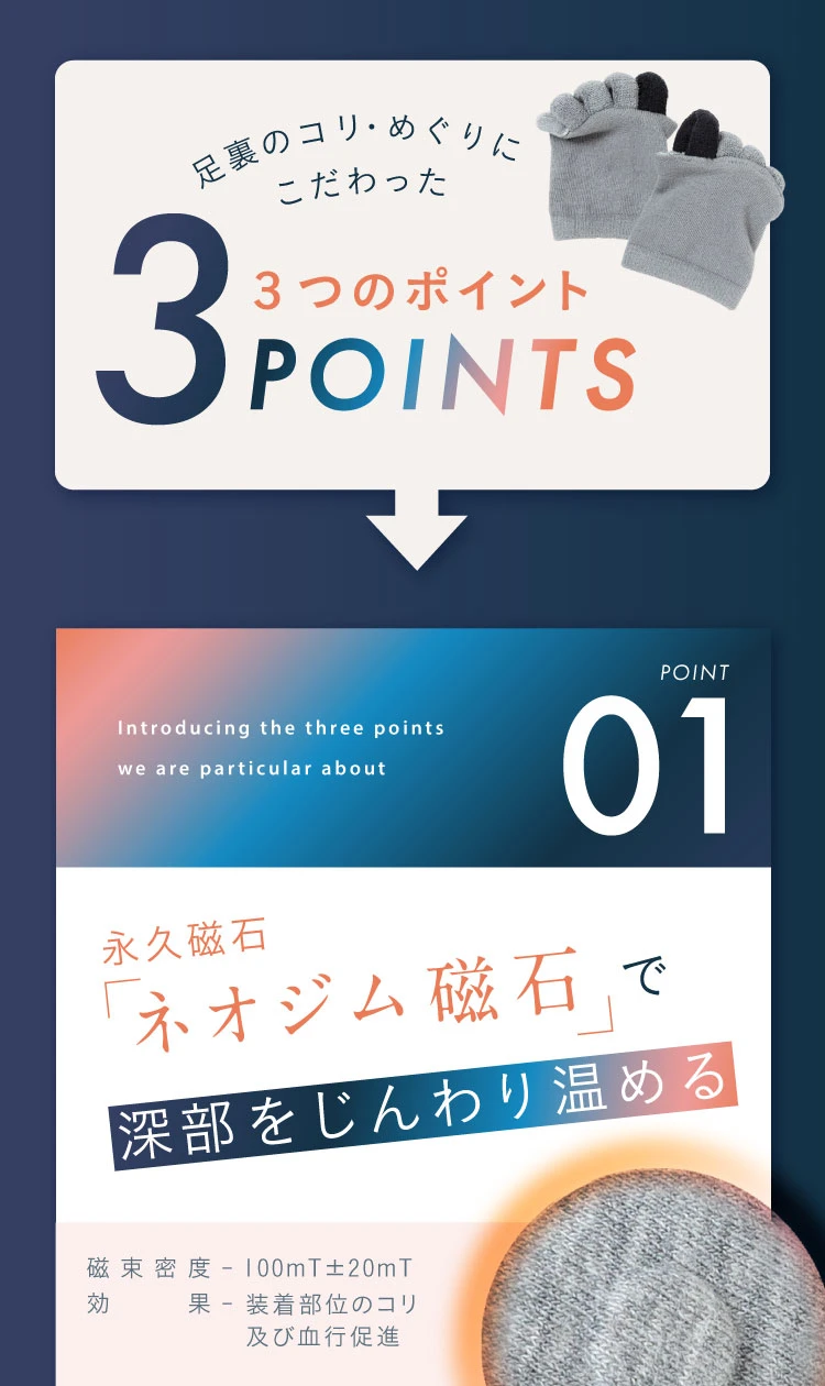ポイント01.「ネオジム磁石」で深部をじんわり温める