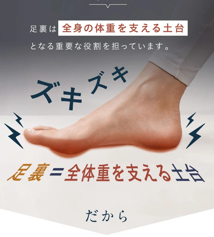 足裏は全身の体重を支える土台となる重要な役割を担っています