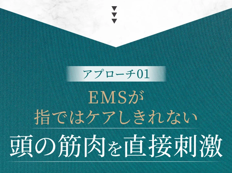 アプローチ01 EMSが指ではケアしきれない頭の筋肉を直接刺激