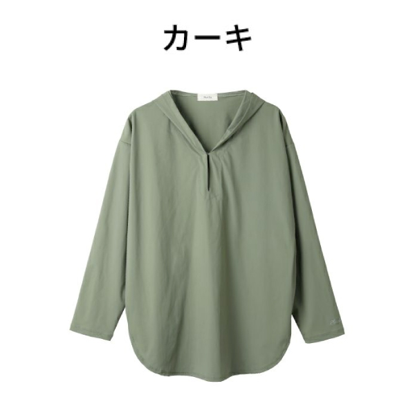 UVブロックフードラッシュガード／カーキ