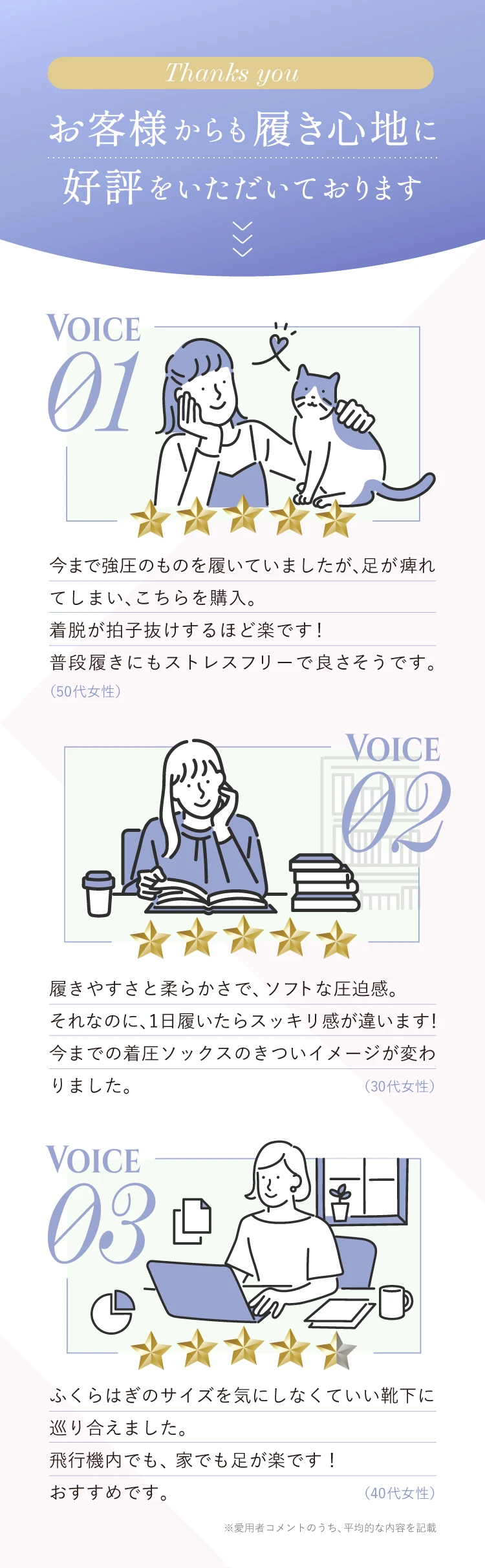 着脱が楽でストレスフリー・１日履いたらスッキリ・サイズを気にしなくてもいいなどお客様からもご好評いただいております。