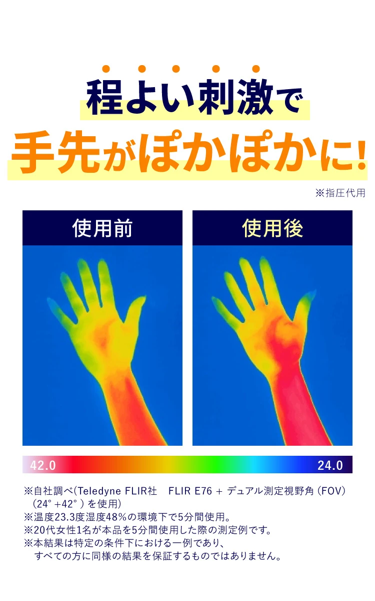 程よい刺激で手先がぽかぽかに