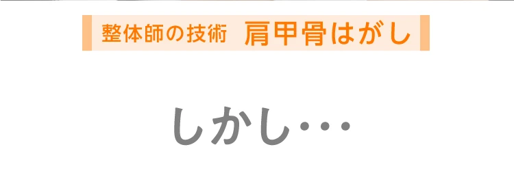 整体しの技術 肩甲骨はがし　しかし…