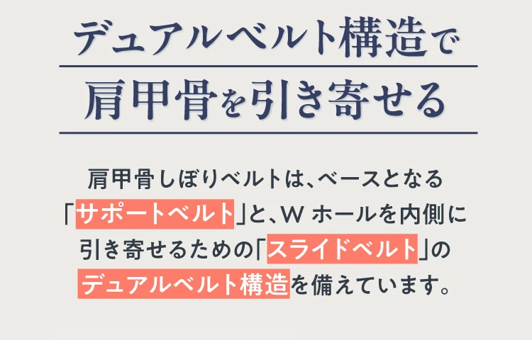 STEP02. デュアルベルト構造で肩甲骨を引き寄せる