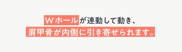 Wホールが連動して動き、肩甲骨が内側に引き寄せられます