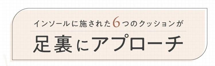 インソールに施された6つのクッションが足裏にアプローチ