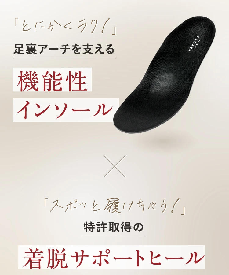 足裏アーチを支える機能性インソール×特許取得の着脱サポートヒール