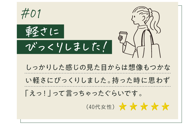 軽さにびっくりしました!