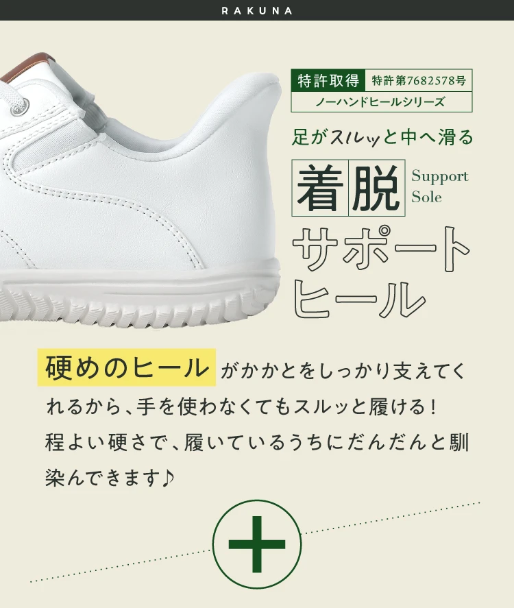 特許取得ノーハンドヒールシリーズ 足がスルッと中へ滑る着脱サポートソール