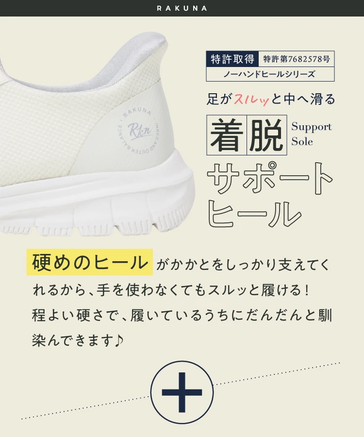 特許取得ノーハンドヒールシリーズ 足がスルッと中へ滑る着脱サポートソール