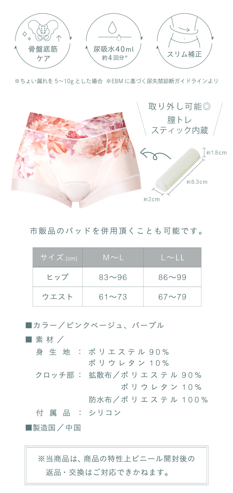骨盤底筋ケアトレショーツ　商品詳細
