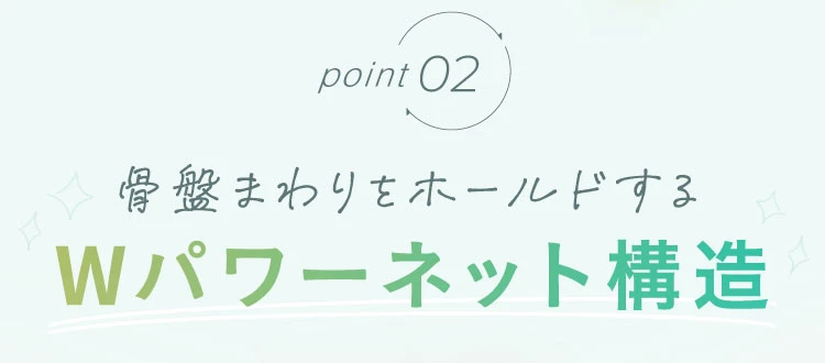 point02 骨盤周りをホールドするWパワーネット構造
