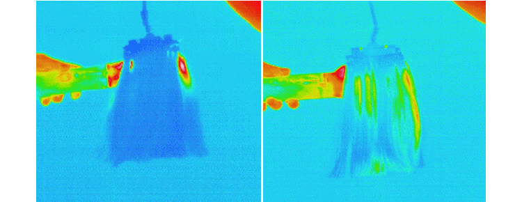 他社ドライヤーとケアストレートブラシドヤイヤー 熱比較gif