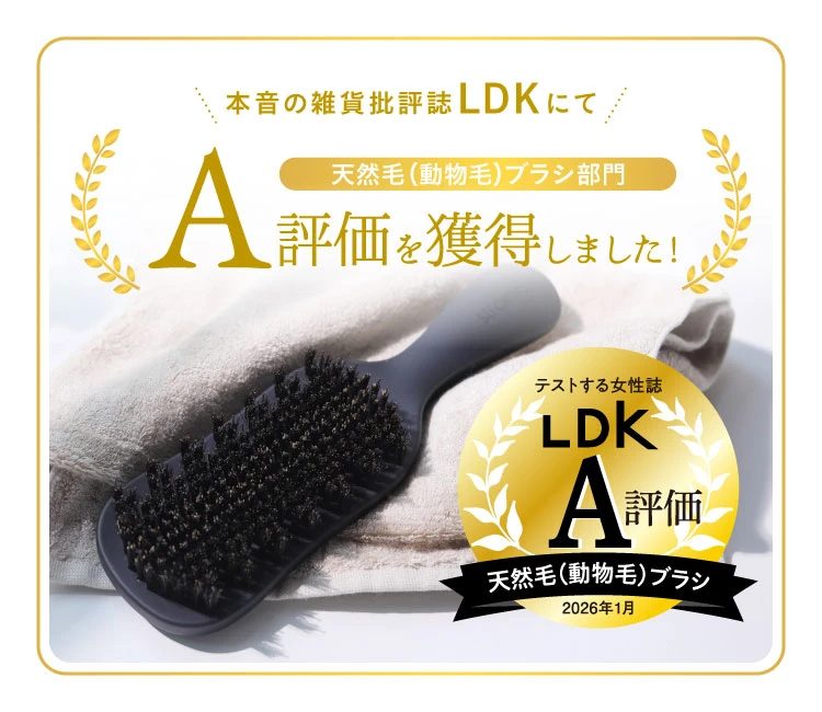 本音の雑貨批評誌LDKにて天然毛(動物毛)ブラシ部門A評価を獲得しました！