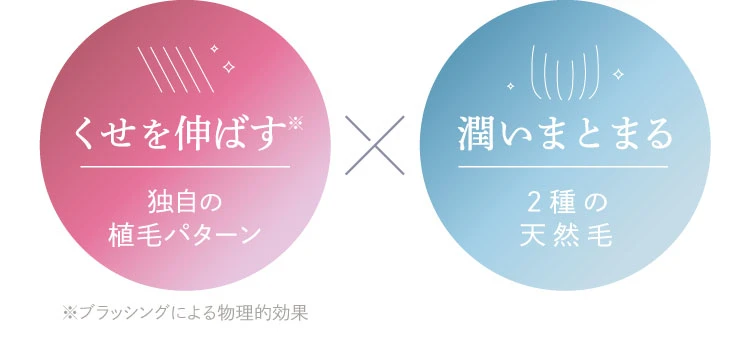 くせを伸ばす独自の植毛パターン×潤いまとまる2種の天然毛
