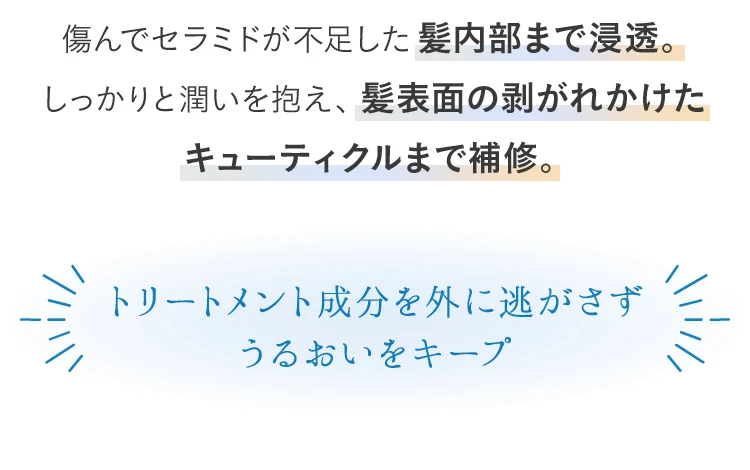 トリートメント成分を外に逃さずうるおいキープ