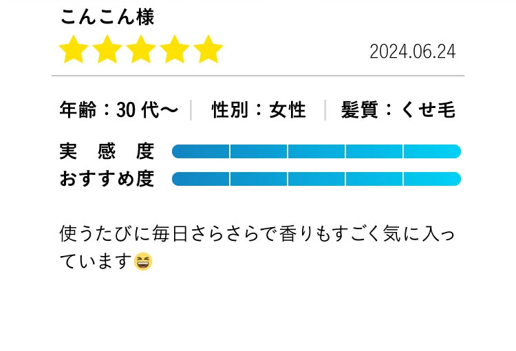 使うたびに毎日さらさらで香りもすごく気に入っています