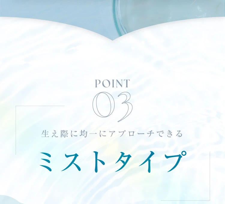 POINT03. 生え際に均一にアプローチできるミストタイプ