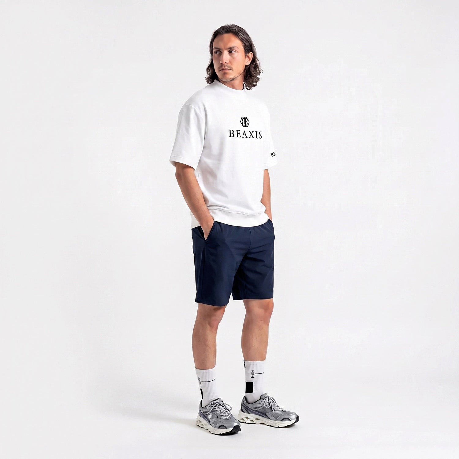 モックネックオーバーTシャツ 明朝ロゴ BEAXIS(ビーアクシス) | amepla