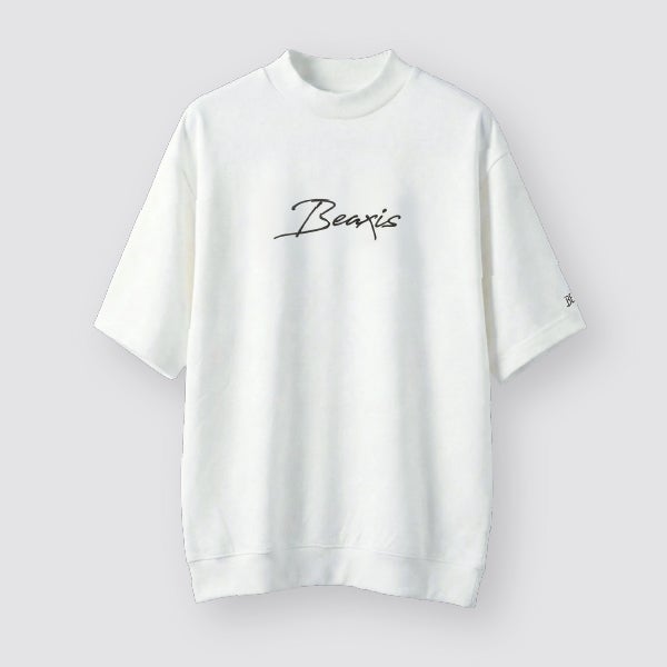 モックネックオーバーTシャツ 手書き風ロゴ BEAXIS(ビーアクシス