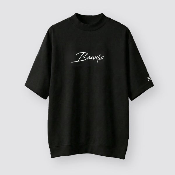 モックネックオーバーTシャツ 手書き風ロゴ BEAXIS(ビーアクシス