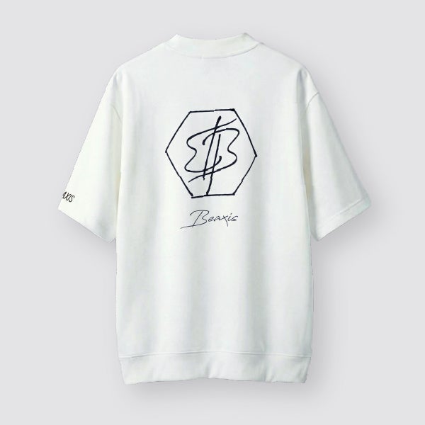 モックネックオーバーTシャツ 手書き風ロゴ BEAXIS(ビーアクシス